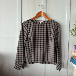 Brooks Brothers Black and Gray Plaid Blouse